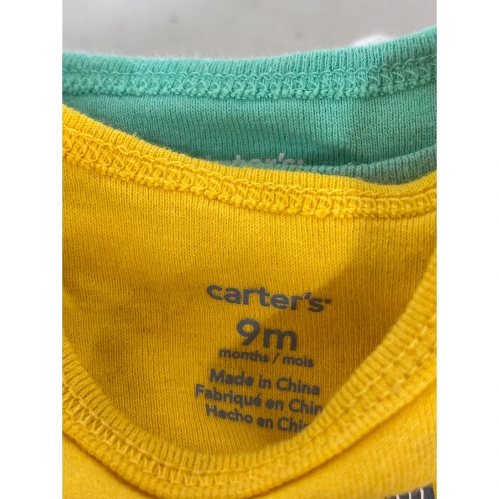 Carter's Baby Bodysuits 9‎ Months 4 Pack Mix Graphics Baseball Mr Fix It